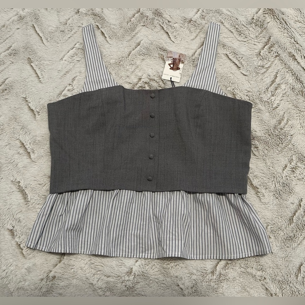 Sincerely Jules Striped Gray Bustier Corset Combination Top - Picture 5 of 12